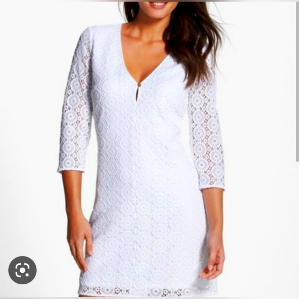 Lilly Pulitzer white crochet lace dress size medium